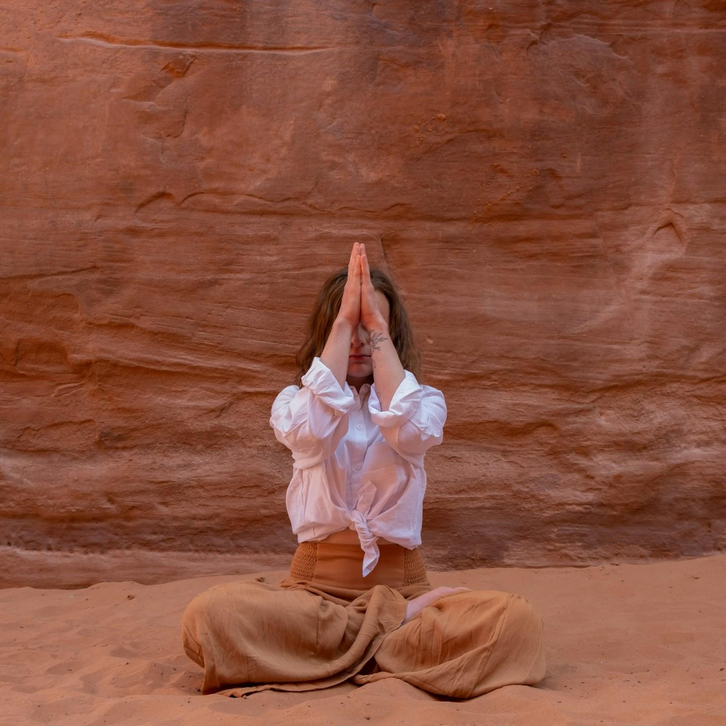 Meditation practice space with cushions arranged in circle